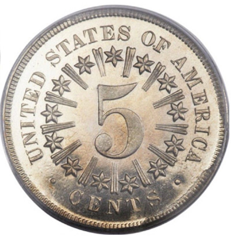 1867 Rays Shield Cameo Nickel