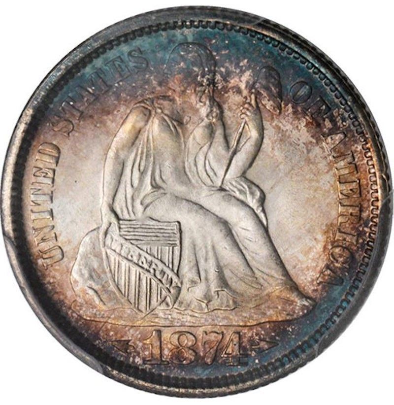 1874 Seated Liberty Dime With Arrows Proof