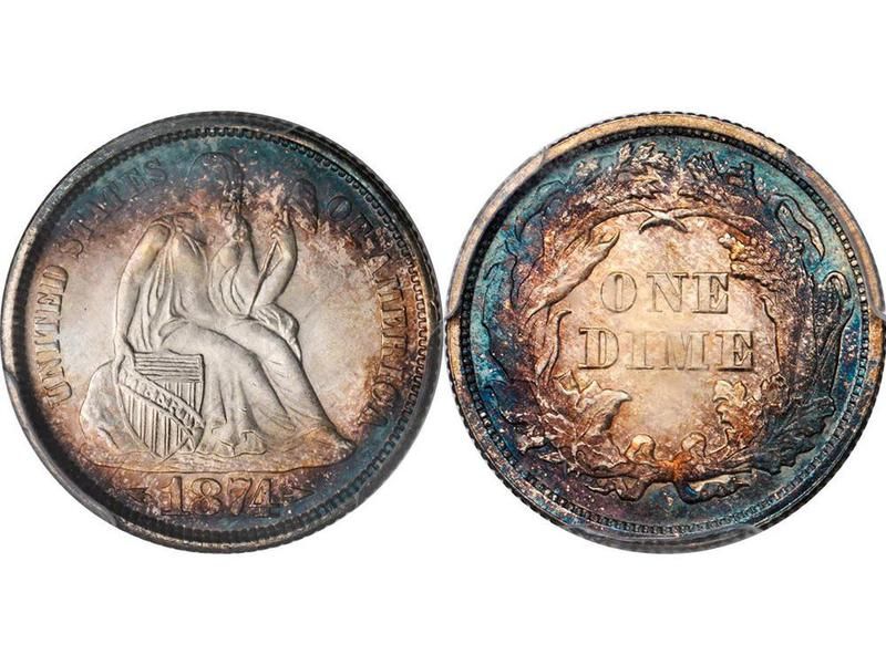 1874 Seated Liberty Dime With Arrows Proof