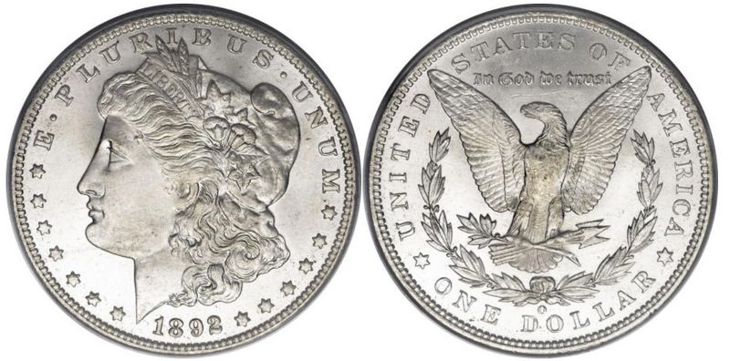 1892-O Morgan Silver Dollar, Mint and Uncirculated