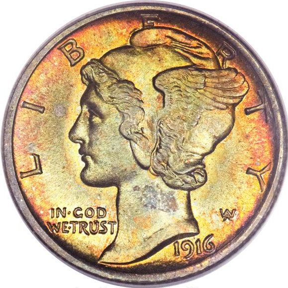 1916-D Mercury Dime with Full Band