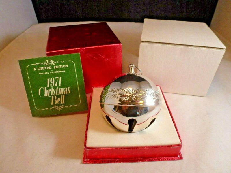 1971 First Ed Wallace Silver-Plated Sleigh Bell Christmas Ornament