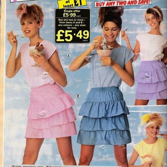 1980s ruffle skirts