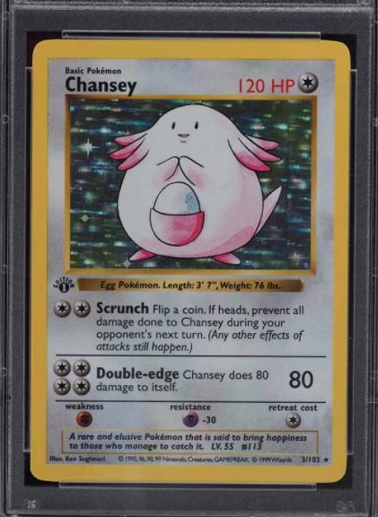 1st Edition Base Set Chansey No. 3 Pokemon Card