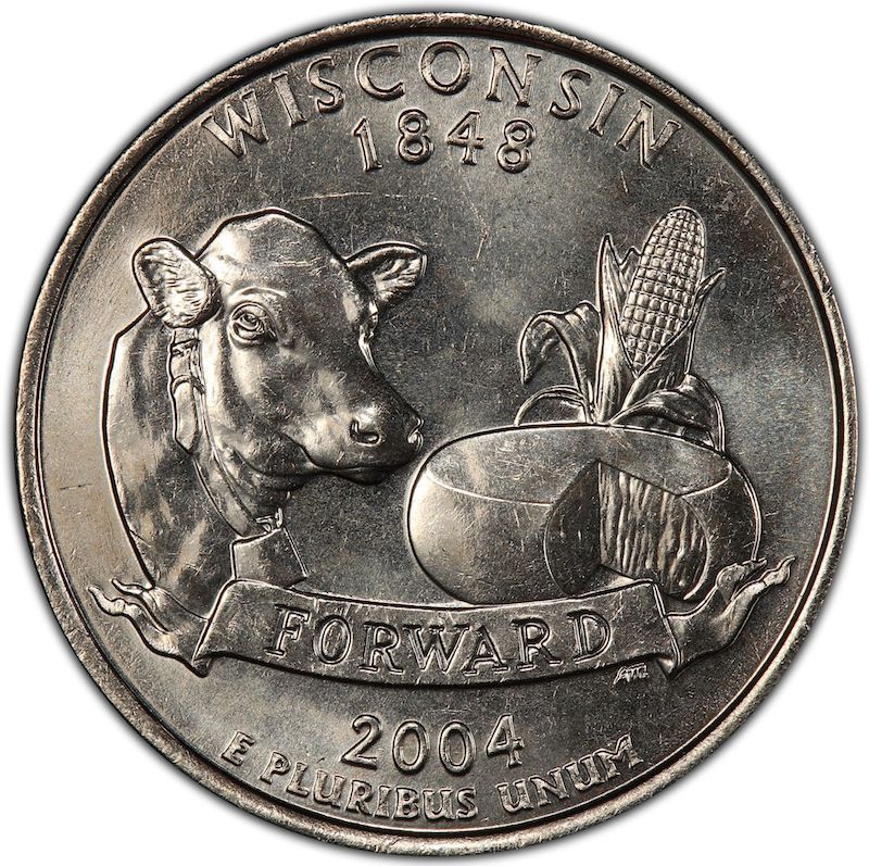 2004-D U.S. Wisconsin Extra Leaf Quarter