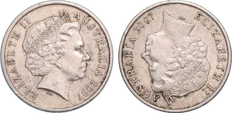 2007 Australian Double Obverse 5 Cent