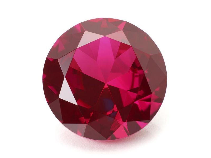 A shiny red ruby gemstone