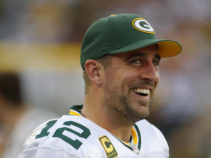 Aaron Rodgers laughing