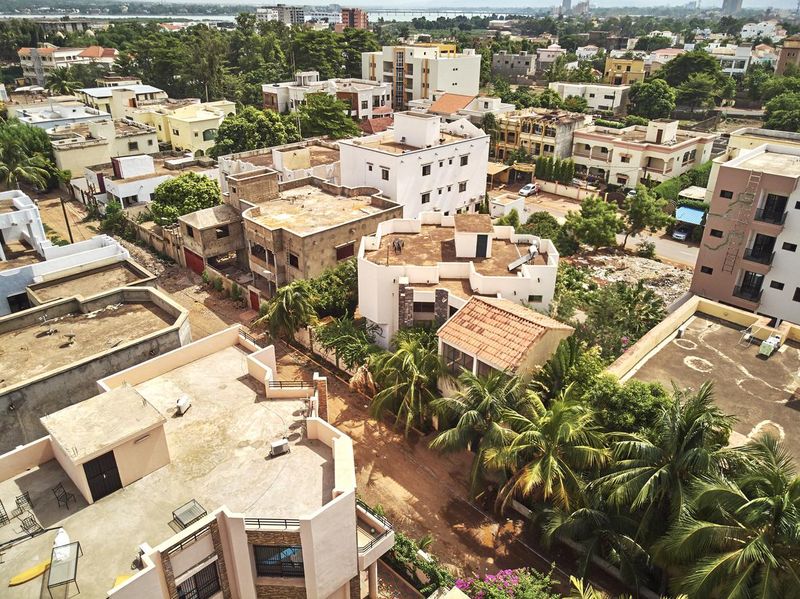 Aerial Drone view of niarela Bamako Mali