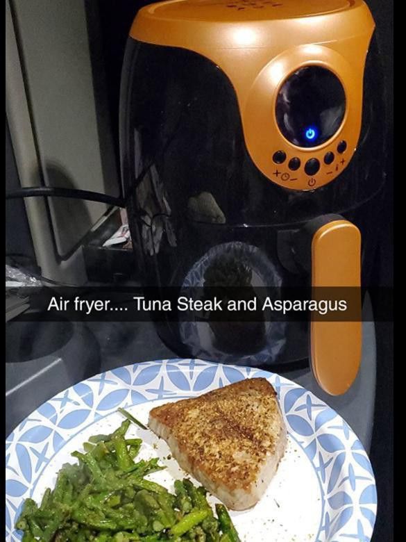 Air fryer with tuna dinner