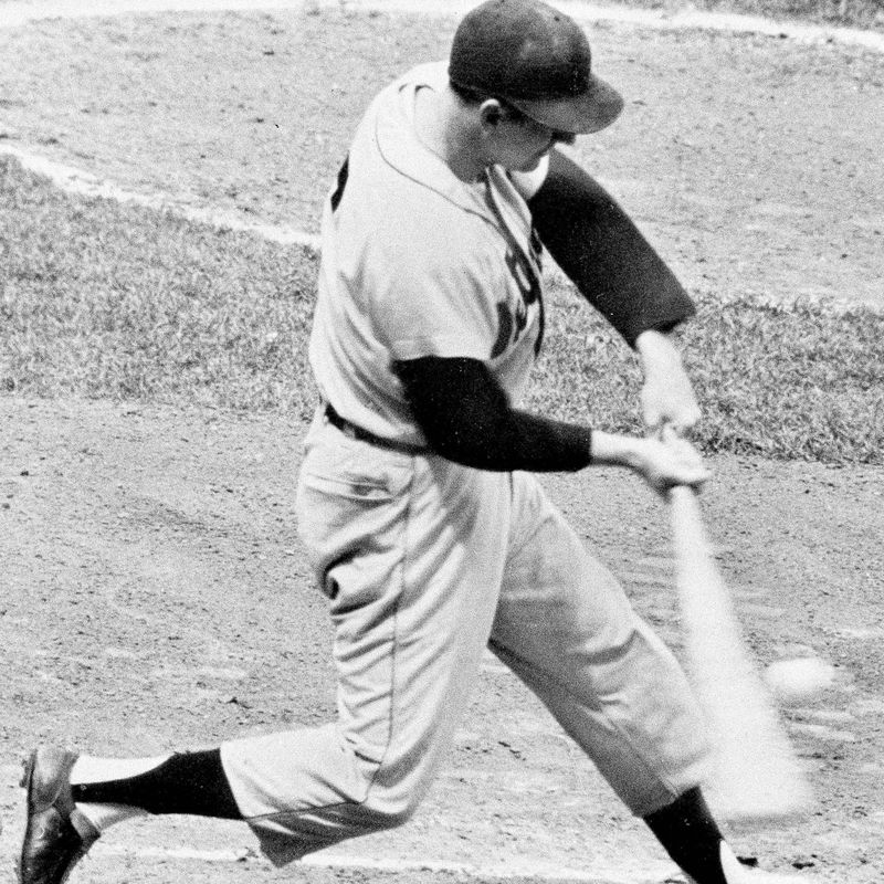 Al Kaline connects with the ball