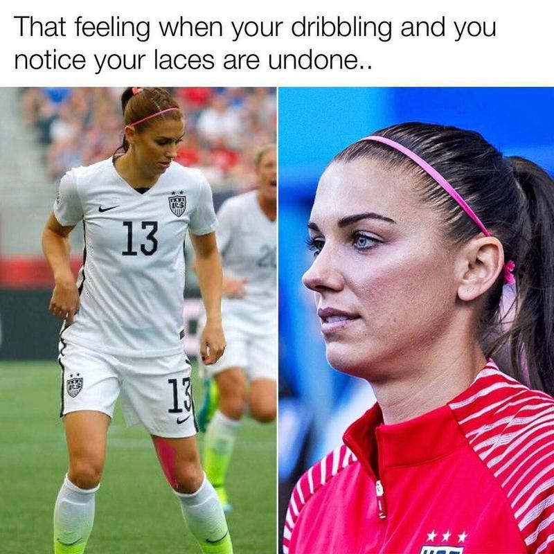 Alex Morgan looking down and looking out