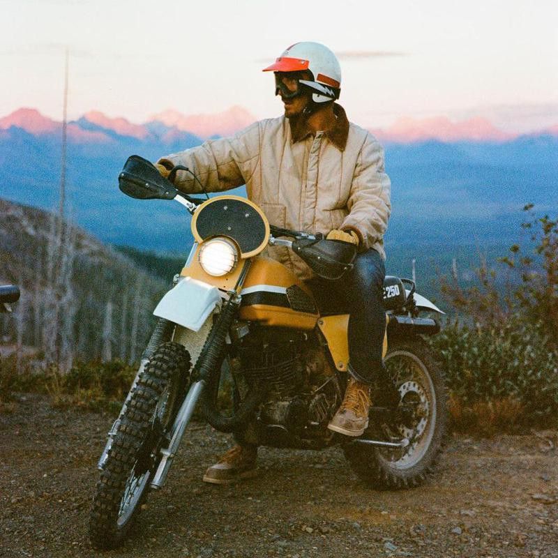 Alex Strohl on motorcycle