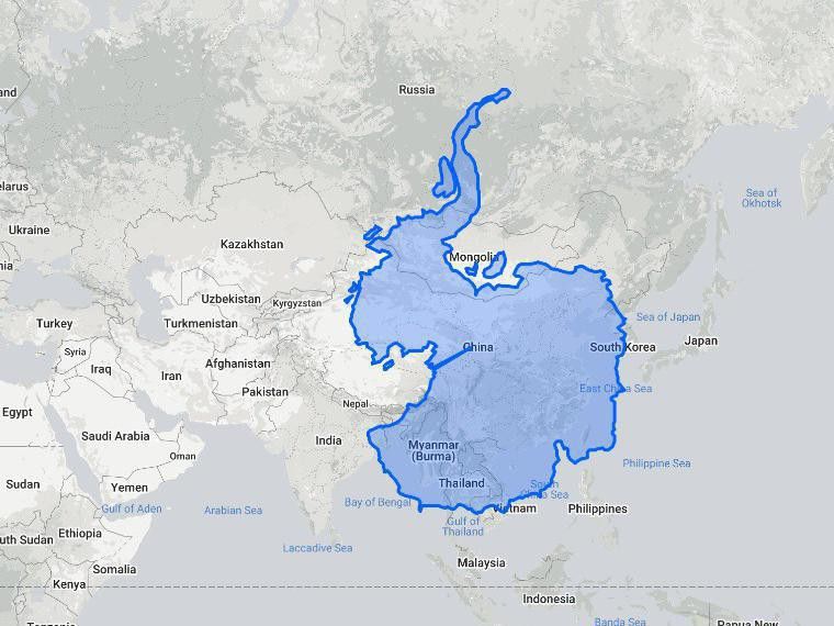 Antarctica compared to Asia