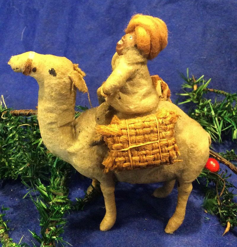 Antique German Spun Cotton Camel Ornament