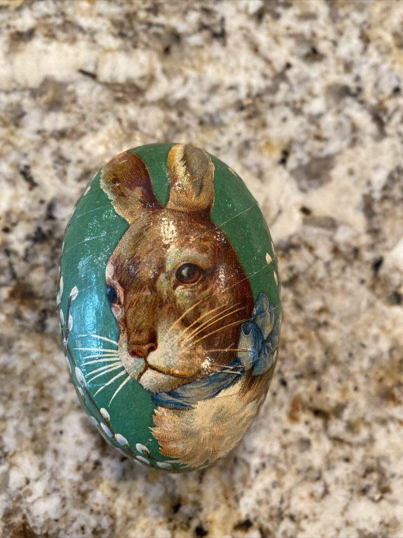 Antique Paper Mache Easter Egg Candy Container