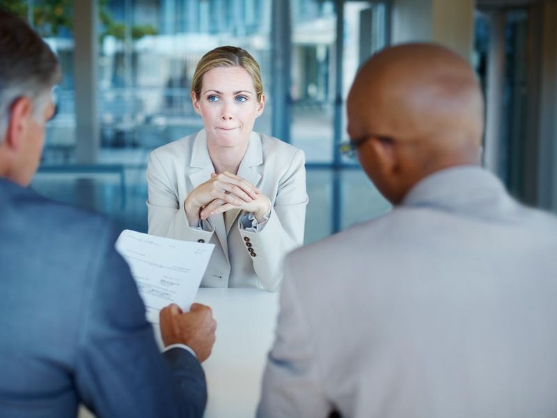 Anxious woman during business interview