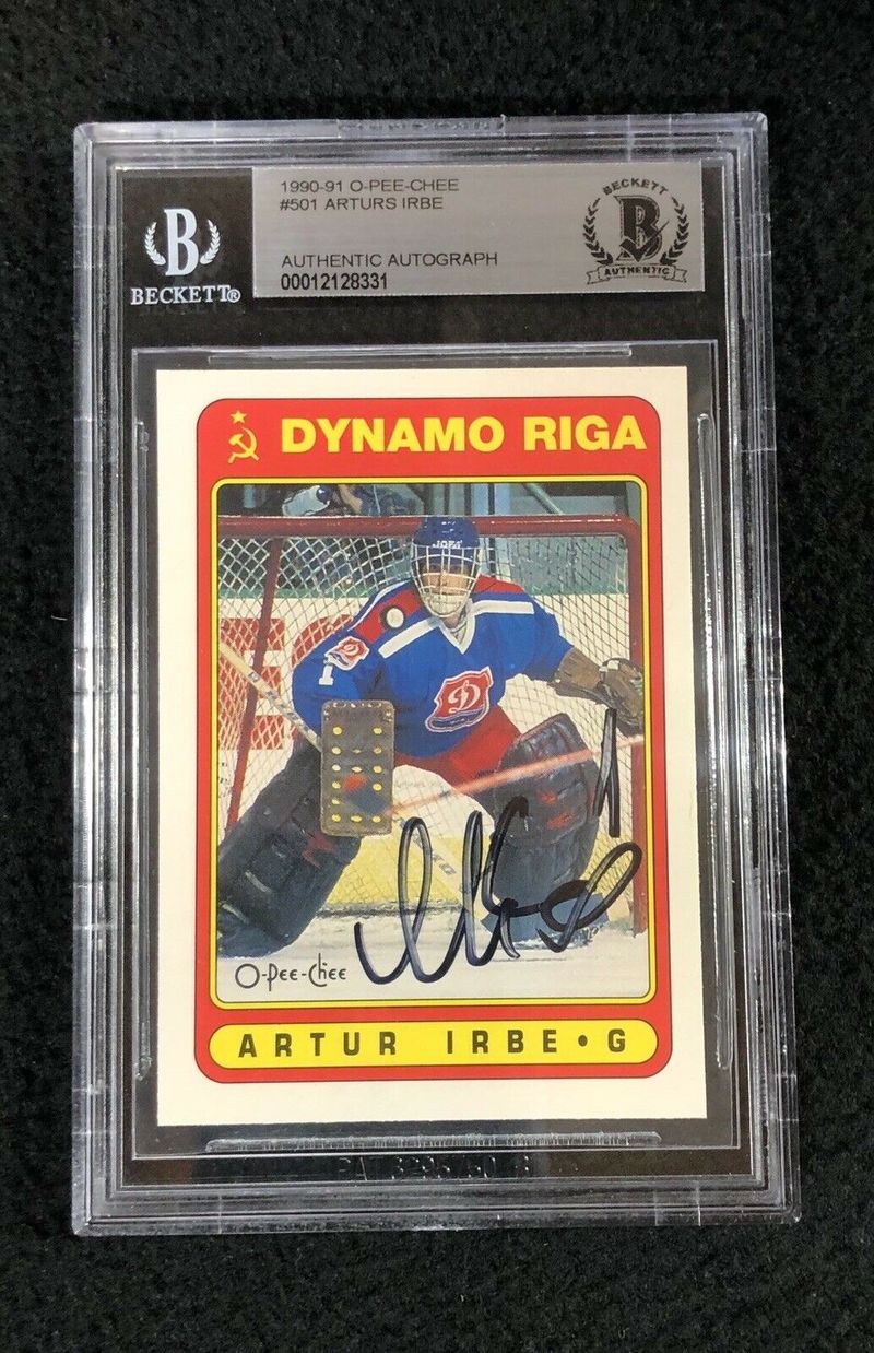 Arturs Irbe signed rookie card
