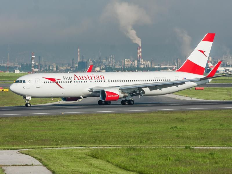 Austrian Airlines plane on runway