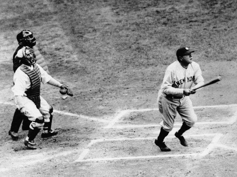 Babe Ruth hitting a home run in 1932