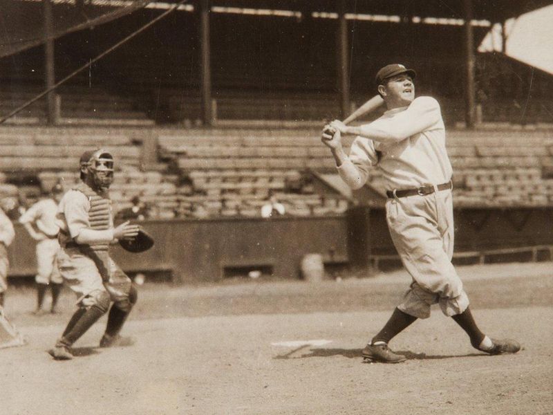 Babe Ruth hitting in 1919
