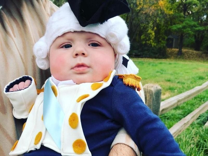 Baby dressed up like George Washington