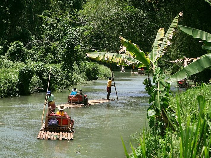 Bamboo raft in Jamaica