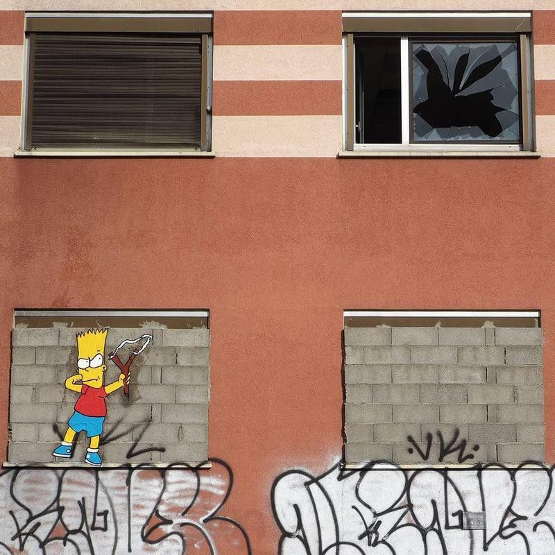 Bart Simpson street art in France