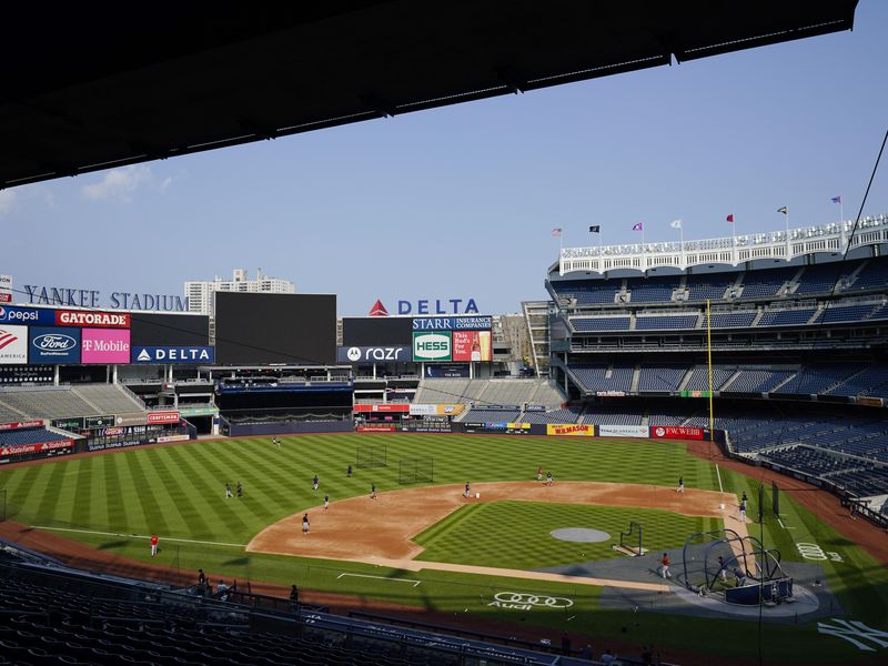 Batting practice at Yankee Stadium