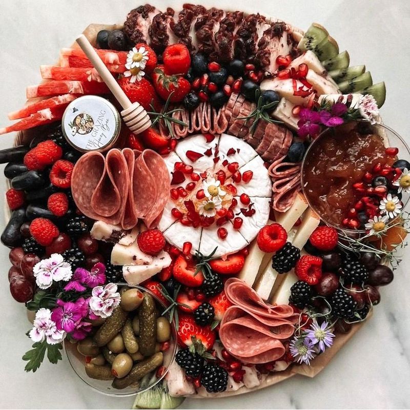 Beautiful charcuterie tray with berries