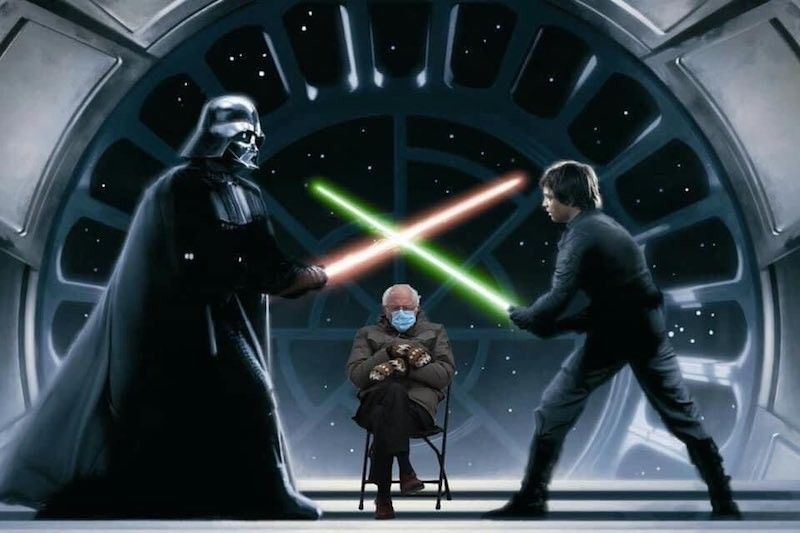 Bernie Sanders, Darth Vader, Luke Skywalker in "Star Wars"