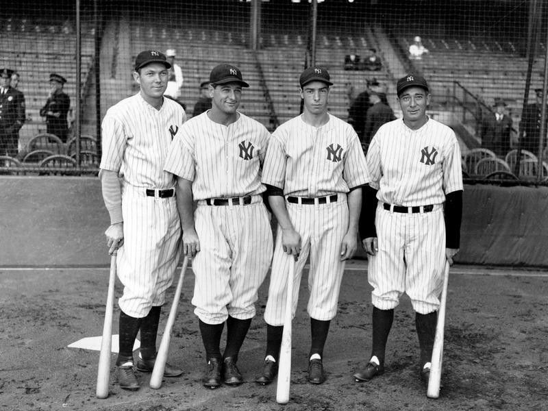 Bill Dickey, Lou Gehrig, Joe DiMaggio, and Tony Lazzeri