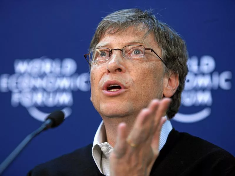 Bill Gates speaking at the 2008 World Economic Forum.