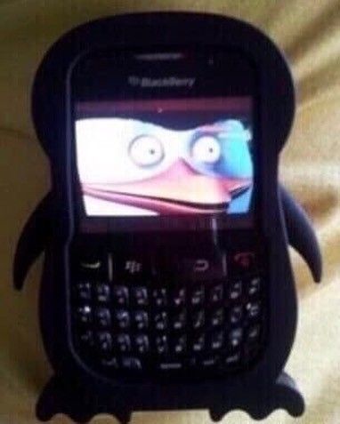 Blackberry phone as penguin from Madagascar