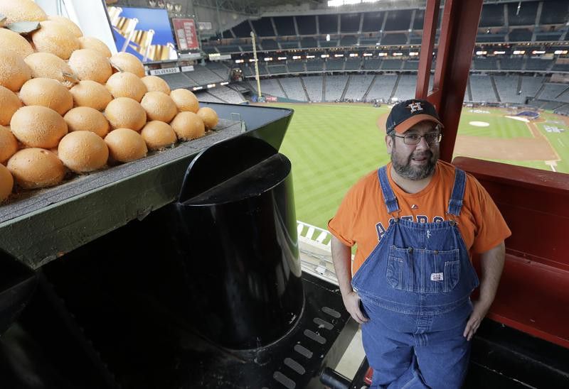 Bobby Vasquez operates a train in and around Minute Maid Park