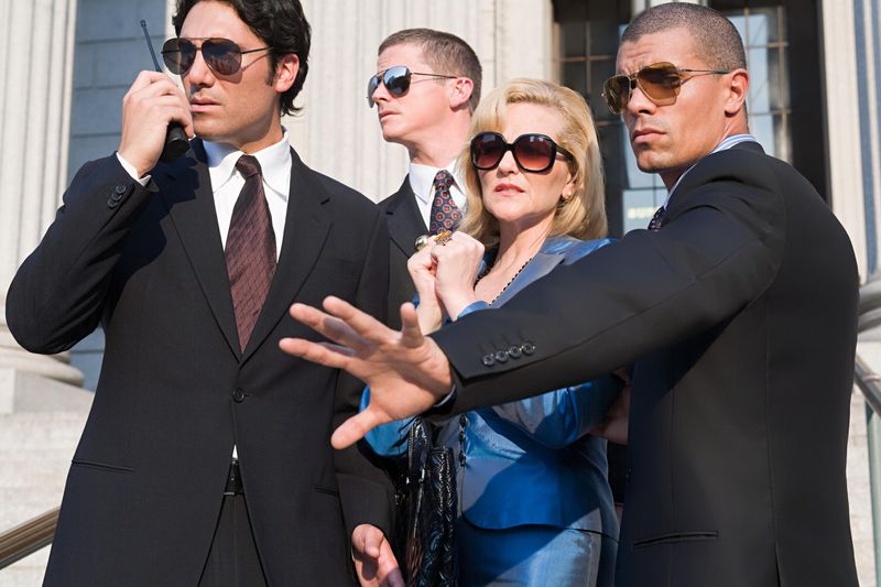 Bodyguards protecting a famous person