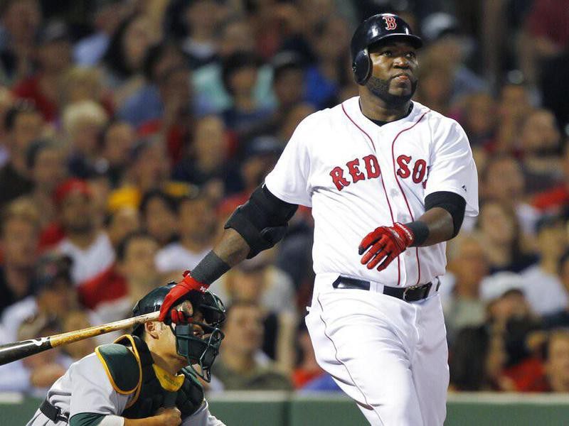 Boston Red Sox slugger David Ortiz hits a home run