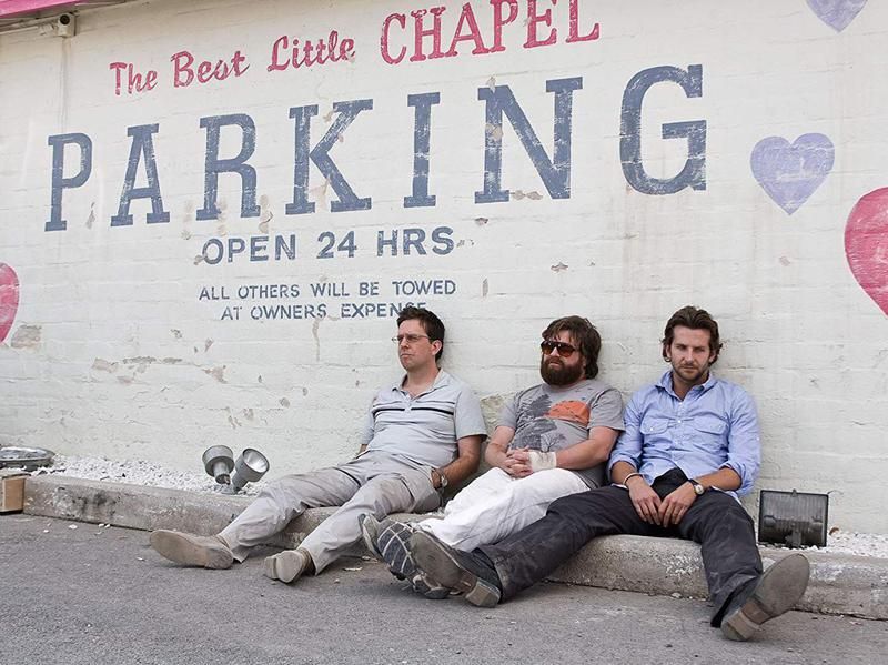 Bradley Cooper, Zach Galifianakis, and Ed Helms in The Hangover (2009)
