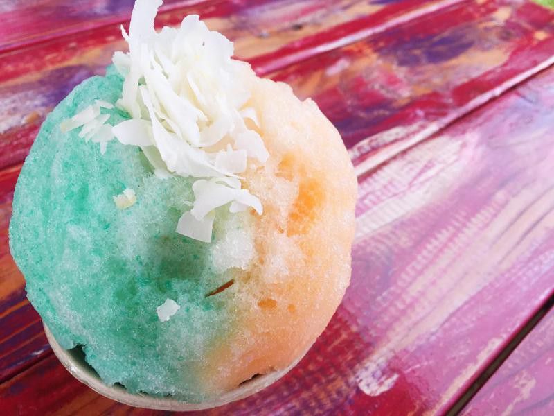 Brightly colored Hawaiian shave ice