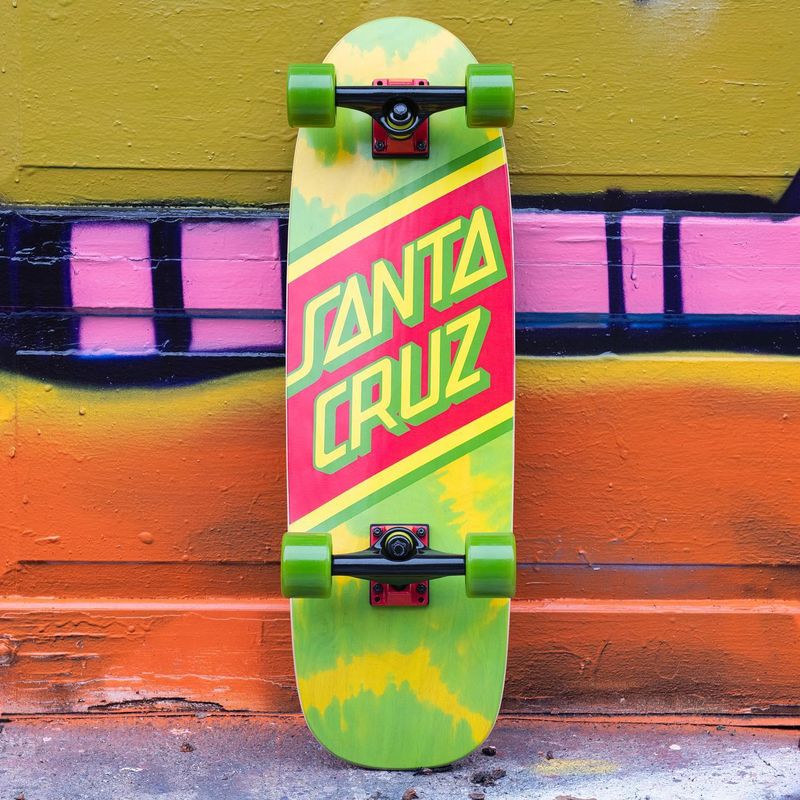 Brightly colored Santa Cruz skateboard