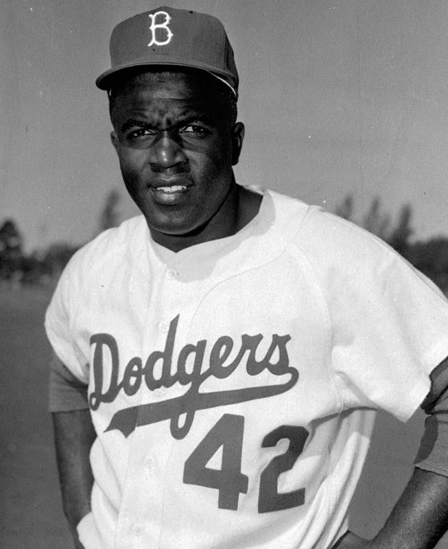 Brooklyn Dodgers baseball player Jackie Robinson in portrait