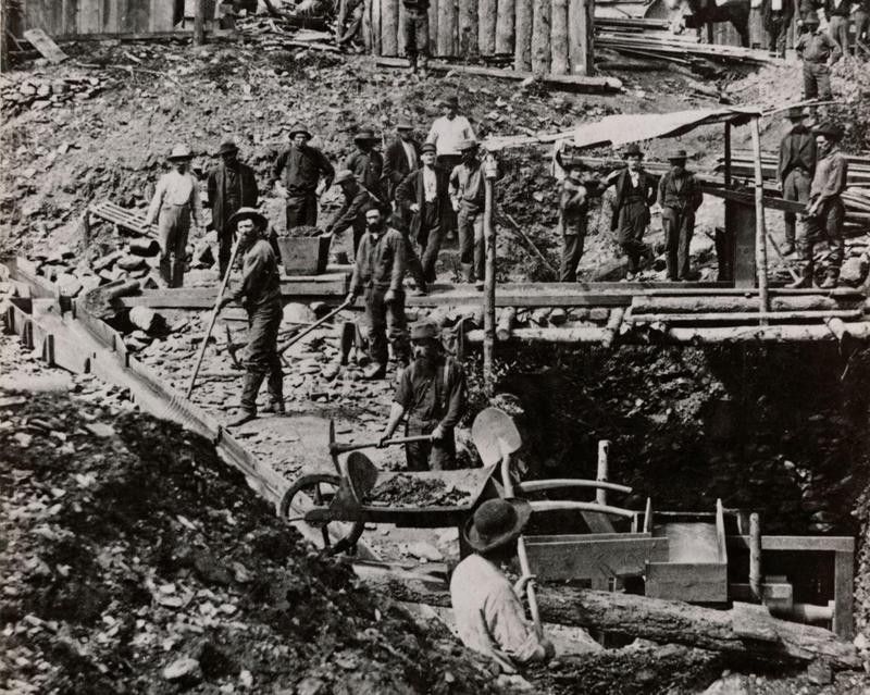 California Gold Rush mining camp