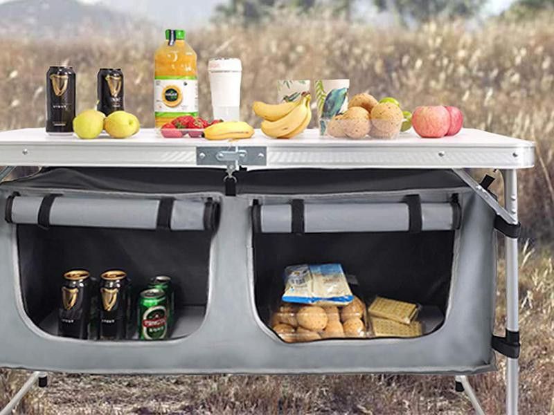 Camping table with storage