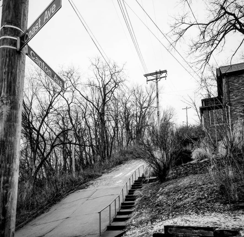 Canton Ave. in black and white