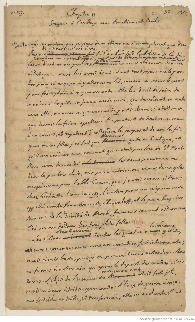 Casanova's manuscript