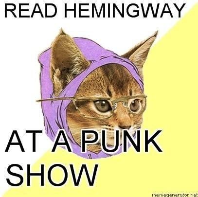 Cat likes punk music and Hemingway