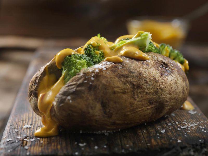 Cheese and broccoli stuffed potatoes