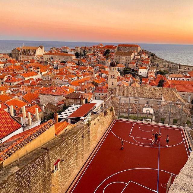 City Wall Rooftop Court in Dubrovnik, Croatia