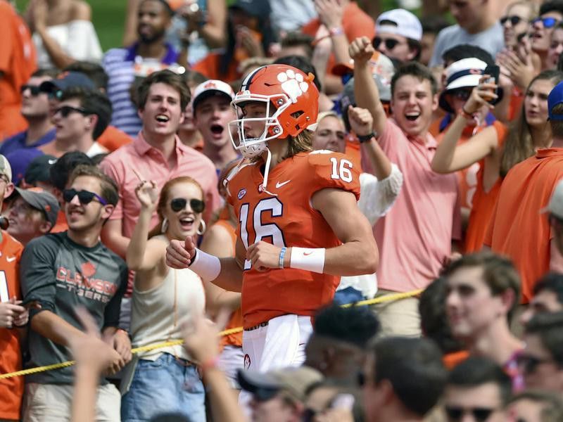 Clemson Tigers Trevor Lawrence runs down "The Hill"