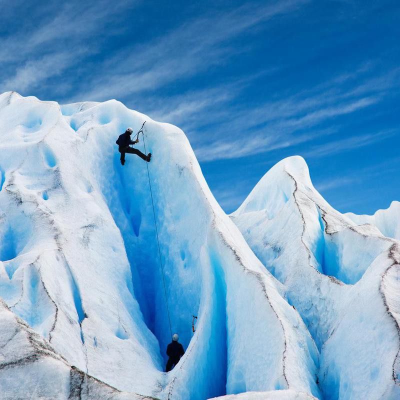 Climbers at Perito Moreno Glacier in Patagonia, Argentina.